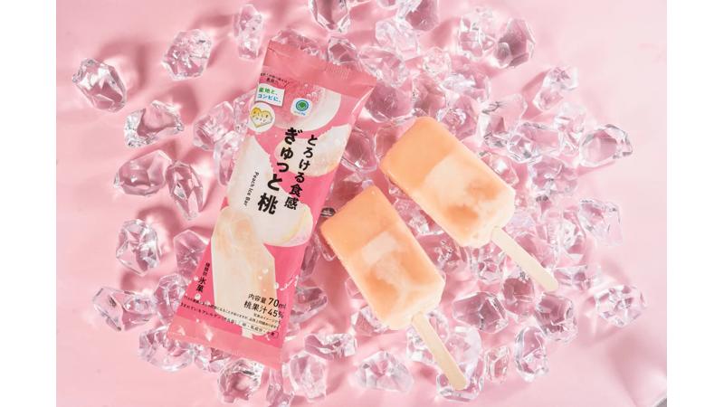 「産地と、コンビに、」シリーズが好評につき今年で3年連続発売！ 福島県産桃の果汁を使用したアイスバー「とろける食感　ぎゅっと桃」が発売中