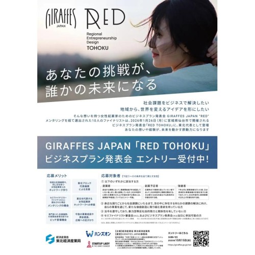 女性起業家支援へ！「RED TOHOKU」ビジネスプラン発表会のエントリー受付を開始｜東北4都市でネットワーキングイベントも開催