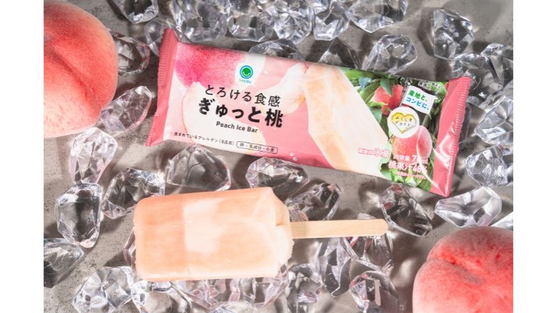 福島県産の「あかつき」や「まどか」などの桃を使用したアイスバー
「とろける食感 ぎゅっと桃」5月12日から全国のファミリーマート店舗で発売開始
