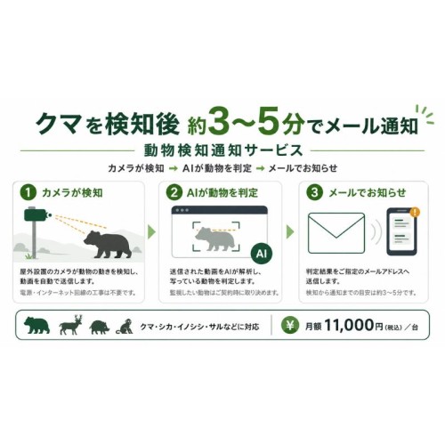 岩手県一関市のIT企業が「動物検知通知サービス」を開発！クマを検知後約3～5分でメール通知