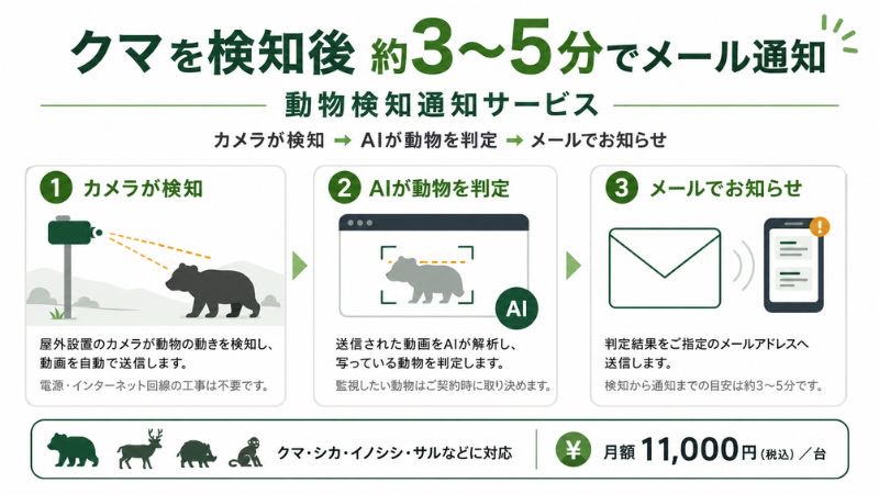 岩手県一関市のIT企業が「動物検知通知サービス」を開発!クマを検知後約3~5分でメール通知